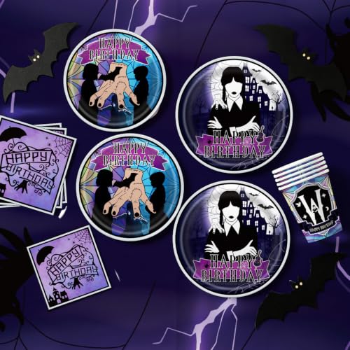 Halloween Birthday Party Supplies Set - Spooky Purple Tableware & Decorations