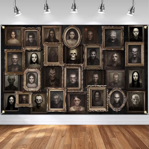 Halloween Portrait Backdrop Banner - Black 70.8x43.3 inch - Spooky Party Decor