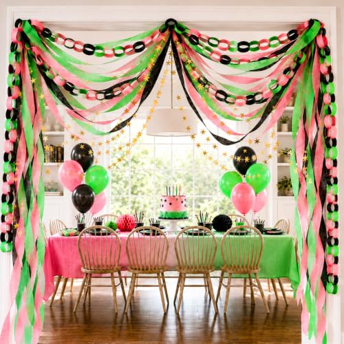 Pink Green Black Paper Chain Garland Set for Halloween Party Decorations - 600 Sheets