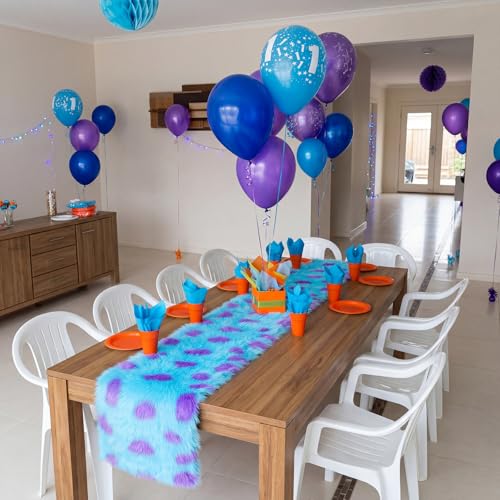 Monster Party Table Runner - Plush Furry Design, 2 Pack, 13x72 Inches - Variation of 2