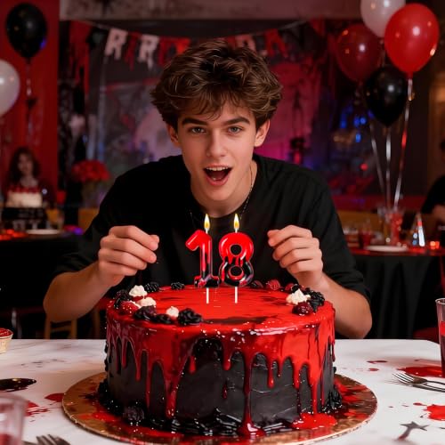 Modern 18 Blood Dripping Number Cake Candle - Horror Halloween Birthday Decoration