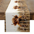 Jejeloiu Highland Cow Table Runner 13 x 90 Inch - Farmhouse Decor