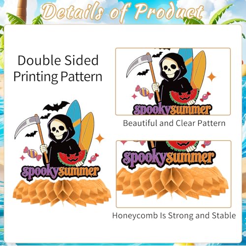 Summer Halloween Party Decorations - 9PCS Honeycomb Centerpieces Ghost Spooky Vibes