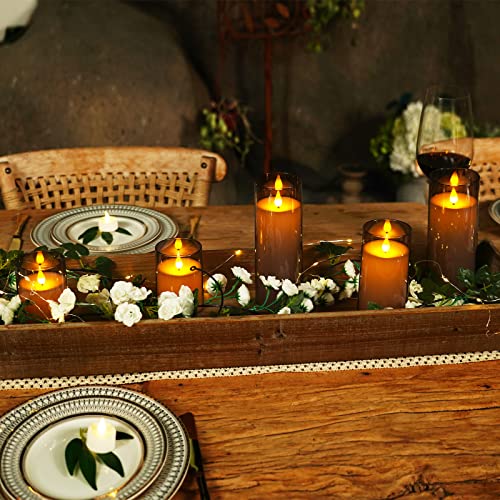 Gray Flickering Flameless Candles Set of 5 with Remote Control - Halloween Decor