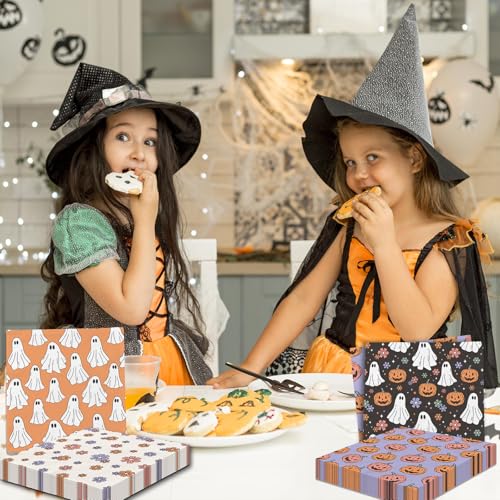 Halloween Paper Napkins 50Pcs Ghost Pumpkin Party Supplies for Kids & Adults