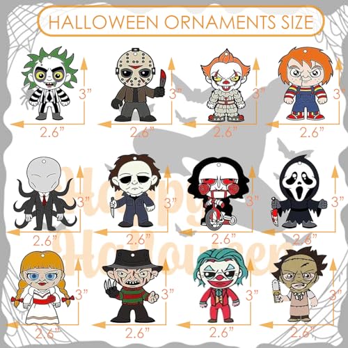 Halloween Wooden Tree Decorations Set - 24pcs Spooky Ornaments for Small Trees & Indoor Decor