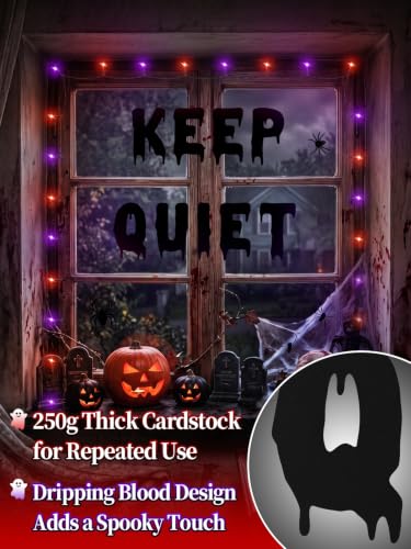 Acostop DIY Spooky Message Halloween Wall Decor with String Lights - Black