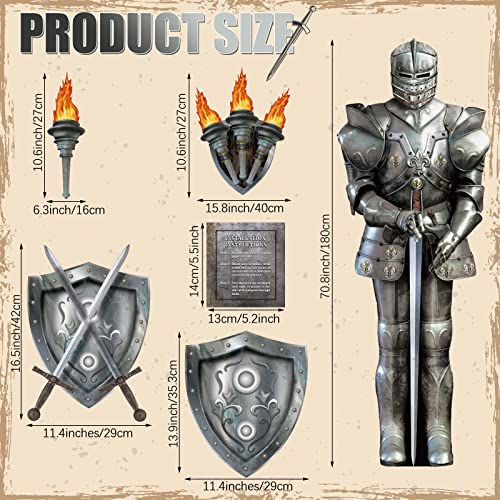 Medieval Party Decorations Set - 20 Pieces Knight Shields Torches & Armor