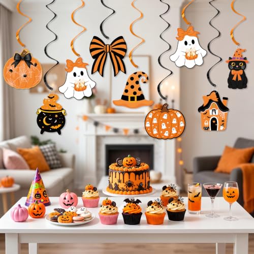 Halloween Hanging Swirl Decorations - Orange & Black Party Decor Set