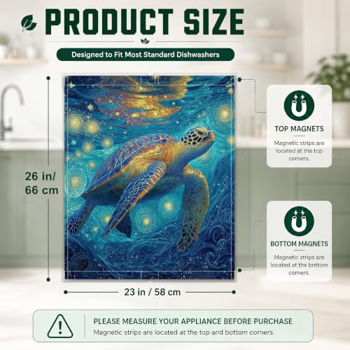 Starry Sky Turtle Dishwasher Magnet Cover 23x26 Inch Waterproof Kitchen Decor