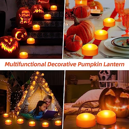 6 Pack LED Flameless Jack-O-Lanterns with Remote Control & Timer - Safe Halloween Decor