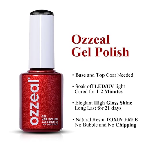 Ozzeal Glitter Gel Nail Polish - Black Iridescent Glitter, 0.5 Fl Oz Summer Sparkle