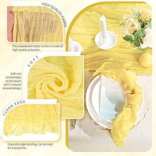 Light Yellow Cheesecloth Table Runner Set - 20 Pack Boho Gauze Decor