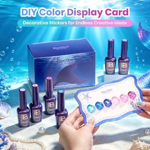 Glitter Gel Nail Polish Set - Mermaid Ocean Blue & Shimmer Shades for DIY Manicure
