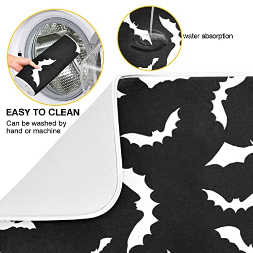 16x18 Bat Dish Drying Mat - Halloween Kitchen Counter Absorbent Microfiber