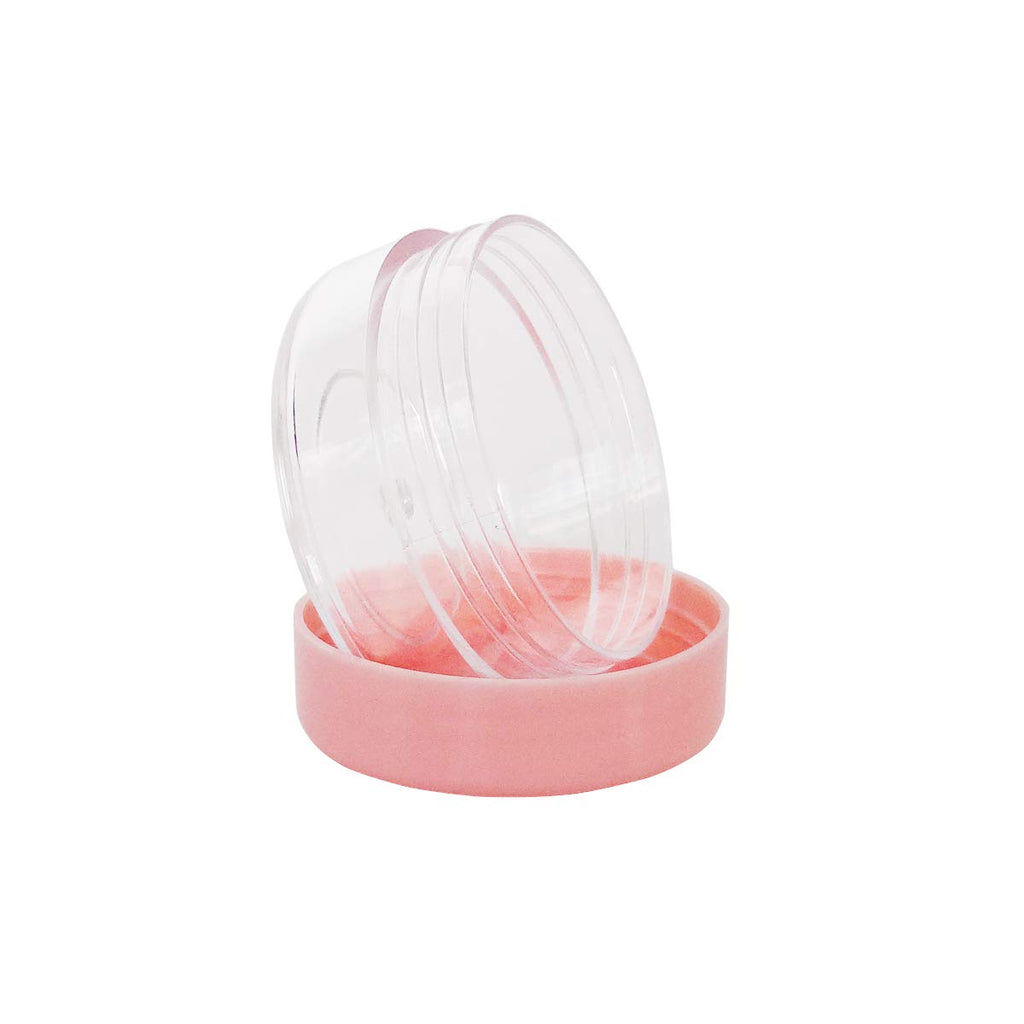 Wopanxye 30pcs 10g Empty Small Plastic Makeup Sample Jar with Pink Lid, BPA Free, 10ml Clear Pot Round Container for Travel Cosmetic Lip Gloss Balm Cream Butter Powder Toner Eye-shadow Chapstick Wax