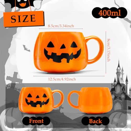Halloween Pumpkin Mug 12 oz Ceramic Cup with Smiling Face - Fall & Halloween Decor
