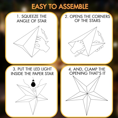 Paper Star Lanterns Set of 3 - 24 Inch Christmas & Holiday Hanging Decorations