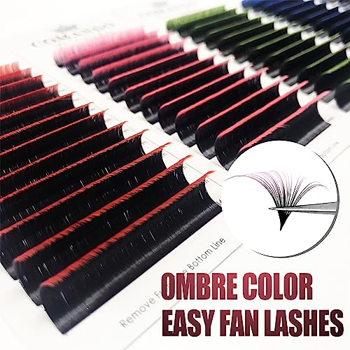 Ombre Orange Red False Eyelash Extensions - C Curl, 15-20mm, Easy Fan, 0.07mm