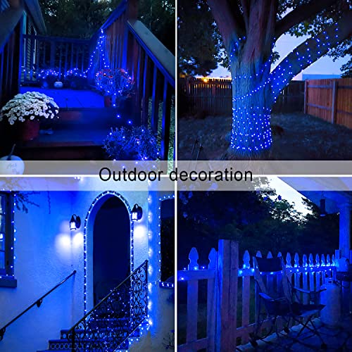 2 Pack Blue Battery Operated Fairy Lights with Remote, 200 LEDs, 66ft
