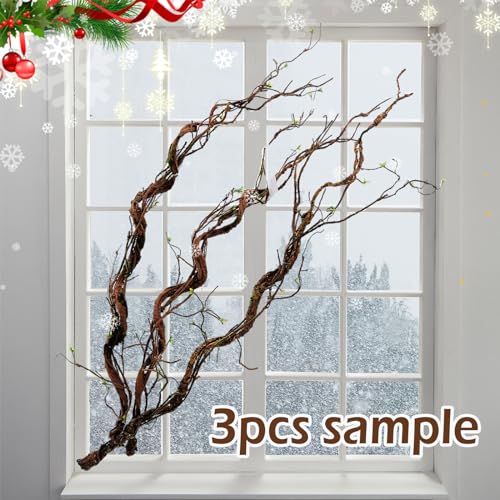 63-Inch Faux Tree Trunk Branch Wall Hanging with Vines for Decor