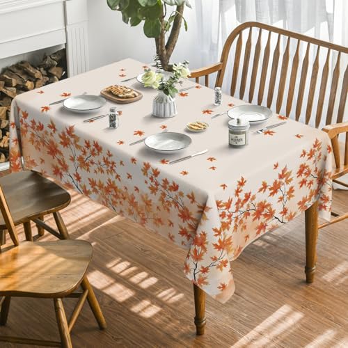 Fall Tablecloth 60 x 84 Inch Rectangular Autumn Harvest Orange