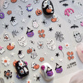 Halloween Nail Stickers 5D Embossed Ghost Pumpkin Spider Web Design - Variation of Halloween Decals Style1