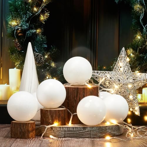 Emopeak 16-Pack White Christmas Balls Ornaments 3.15 Inch - Holiday Tree Decor
