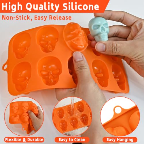 Halloween Skull Silicone Mold 2-Pack - Orange Skull Candy & Chocolate Molds