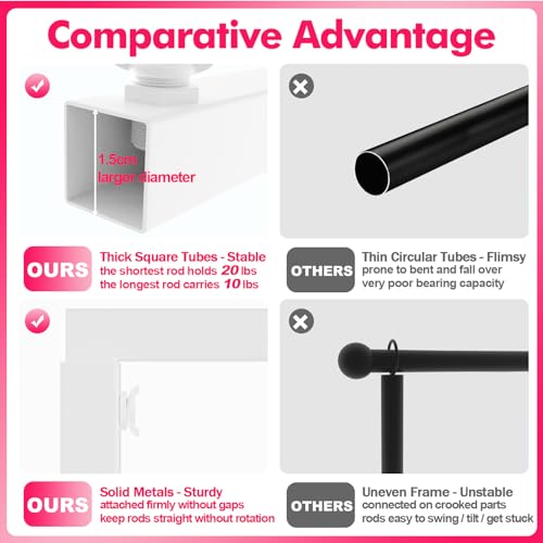 2 Pack White Over Table Rod Stand with Clamp - Adjustable Banner & Decoration Support