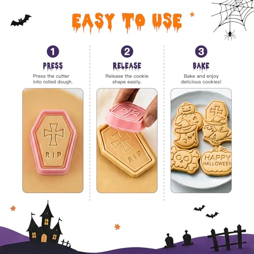 Halloween Cookie Cutters Set 8pcs, Cartoon Biscuit Molds for Cookies & Crafts