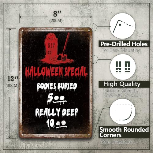 Halloween Special Metal Sign Wall Decor - Creepy Haunted House Halloween Humor - 8x12 Inches