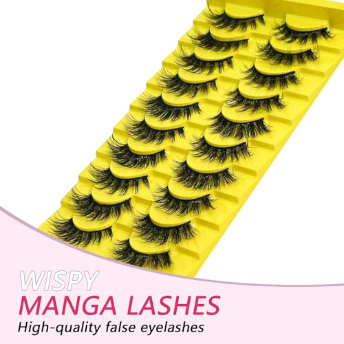 Wispy Cat Eye False Eyelashes 10 Pairs Fluffy Strip Lashes - Yellow Variation