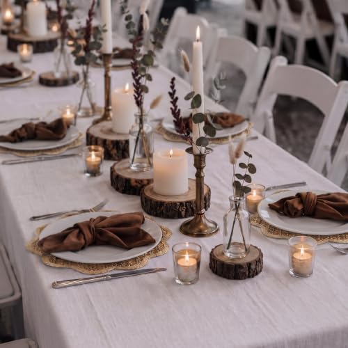 Gandeer 24 Pcs 13-Inch Brown Scalloped Woven Paper Placemat - Wavy Border