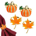 Fall Pumpkin & Maple Leaf Napkin Rings 4-Pack for Thanksgiving & Autumn Decor