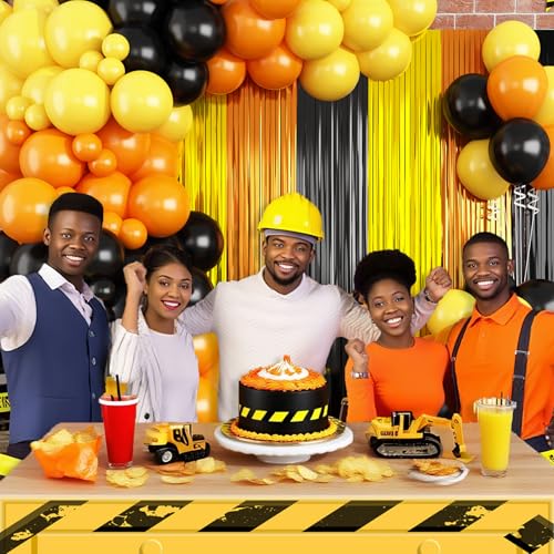 Construction Balloon Garland Arch Kit Party Decorations - Yellow, Orange, Black