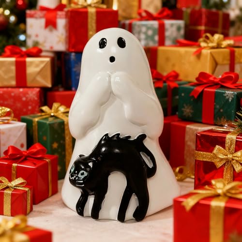 Ghost Cat Halloween Resin Figurine - Cute Spooky Ghost Decoration with Variation