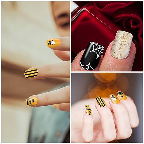 Fall & Halloween Nail Polish Stickers 20 Sheets Self-Adhesive Nail Wraps for Women