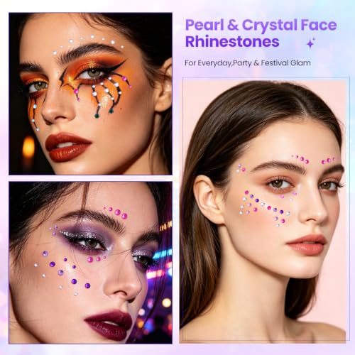 Colorful Face Gems Self-Adhesive Eye & Body Rhinestones - Vibrant 15 Colors, 3 Sizes - Rosiour