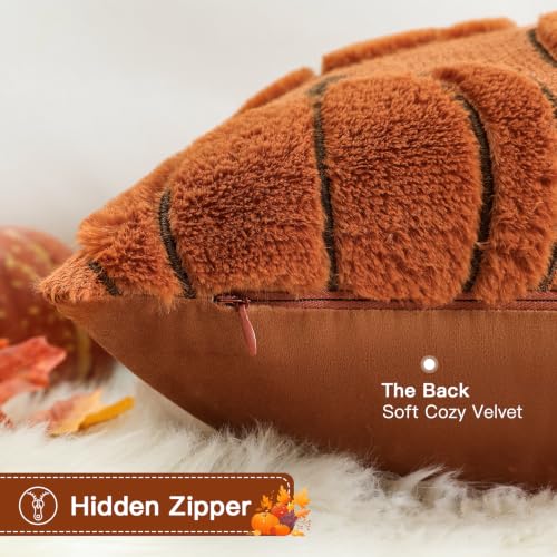 Artscope Fall Pumpkin Throw Pillow Covers 18x18 Set of 2 - Rust Autumn Decor
