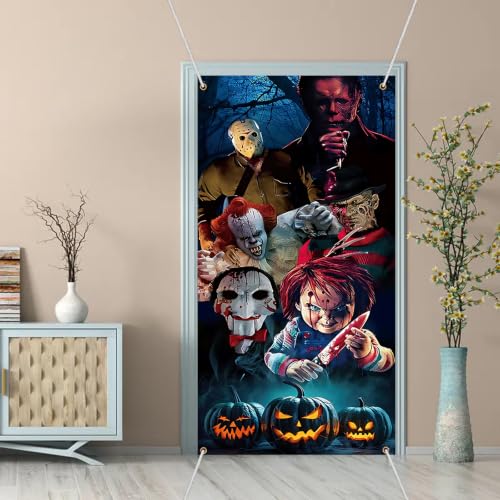 Halloween Door Cover Banner Decoration Horror Backdrop Party Decor 70x36 Inches
