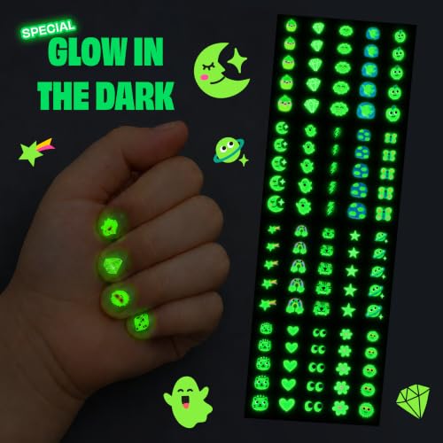 Glow in The Dark Nail Stickers for Kids - Waterproof Durable Fun Gift