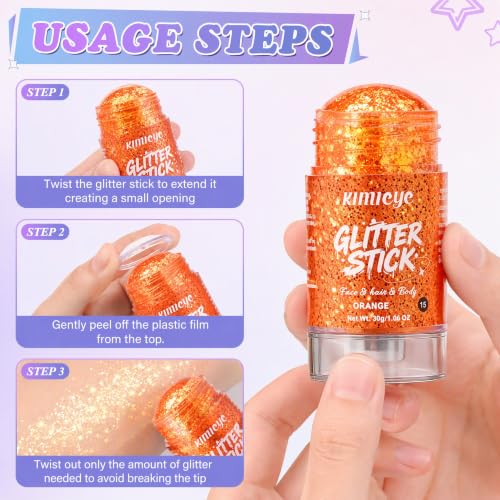 Orange Face & Body Glitter Stick - Sparkling Makeup Accessory #15