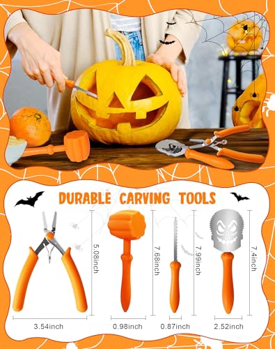 Pumpkin Carving Kit Tools Set - Halloween Stainless Steel Stencils & Accessories - Variation 27