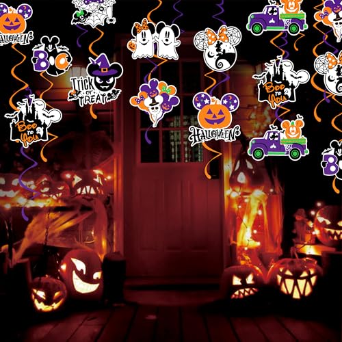 Halloween Hanging Decorations - 36Pcs Mouse Themed Party Swirls & Cutouts