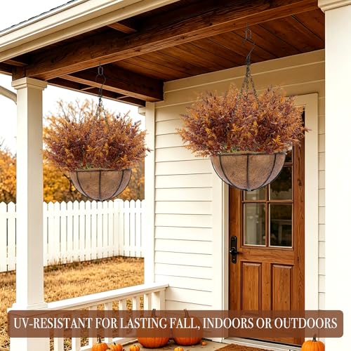 Brown Artificial Fall Flowers Bundles for Outdoor Decorations - 20 Pack