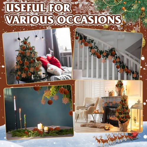 Brown Velvet Christmas Tree Ornaments Set - Holiday Decor, 36 Pcs