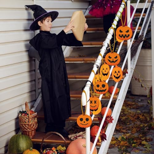 Halloween Pumpkin Wooden Ornaments - 24 Pieces, Spooky Pumpkin Wall Decor - Variation Halloween -5