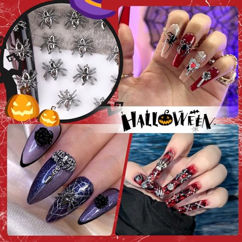 84 Pcs Gothic Halloween Nail Charms and Gems Set for Nail Art