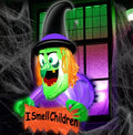3.5 Ft Halloween Inflatable Witch with LED Lights & Window Mounting Kit